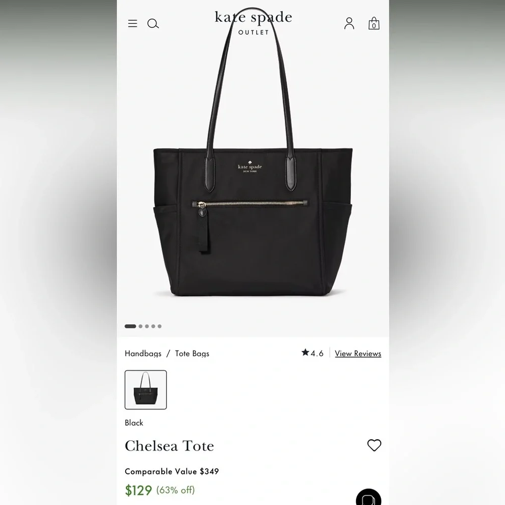 kate spade black nylon tote with gold hardware